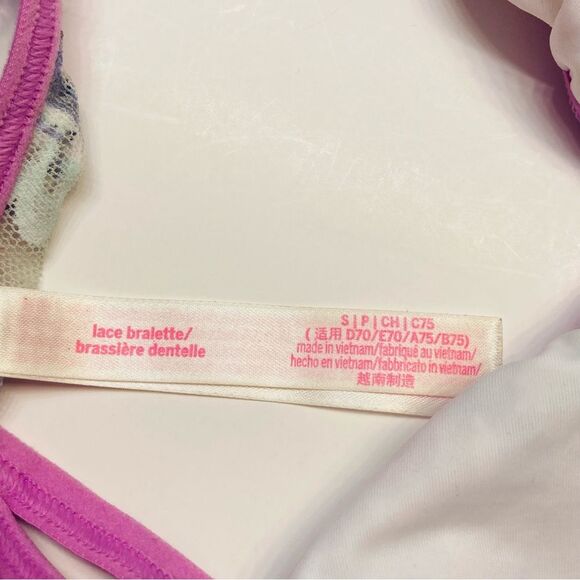 Victoria's Secret Pink Lace Bralette Bra Front Close Caged Sides Size Small - Picture 9 of 10